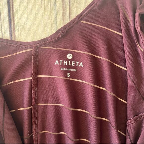 Athleta Max Out Chi Burgundy Sheer Stripe Side Tie Tank Top - Picture 11 of 11